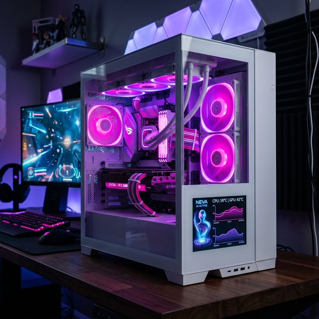 Futuristic AI PC Case dengan Layar OLED dan Avatar Asisten Pintar 2026