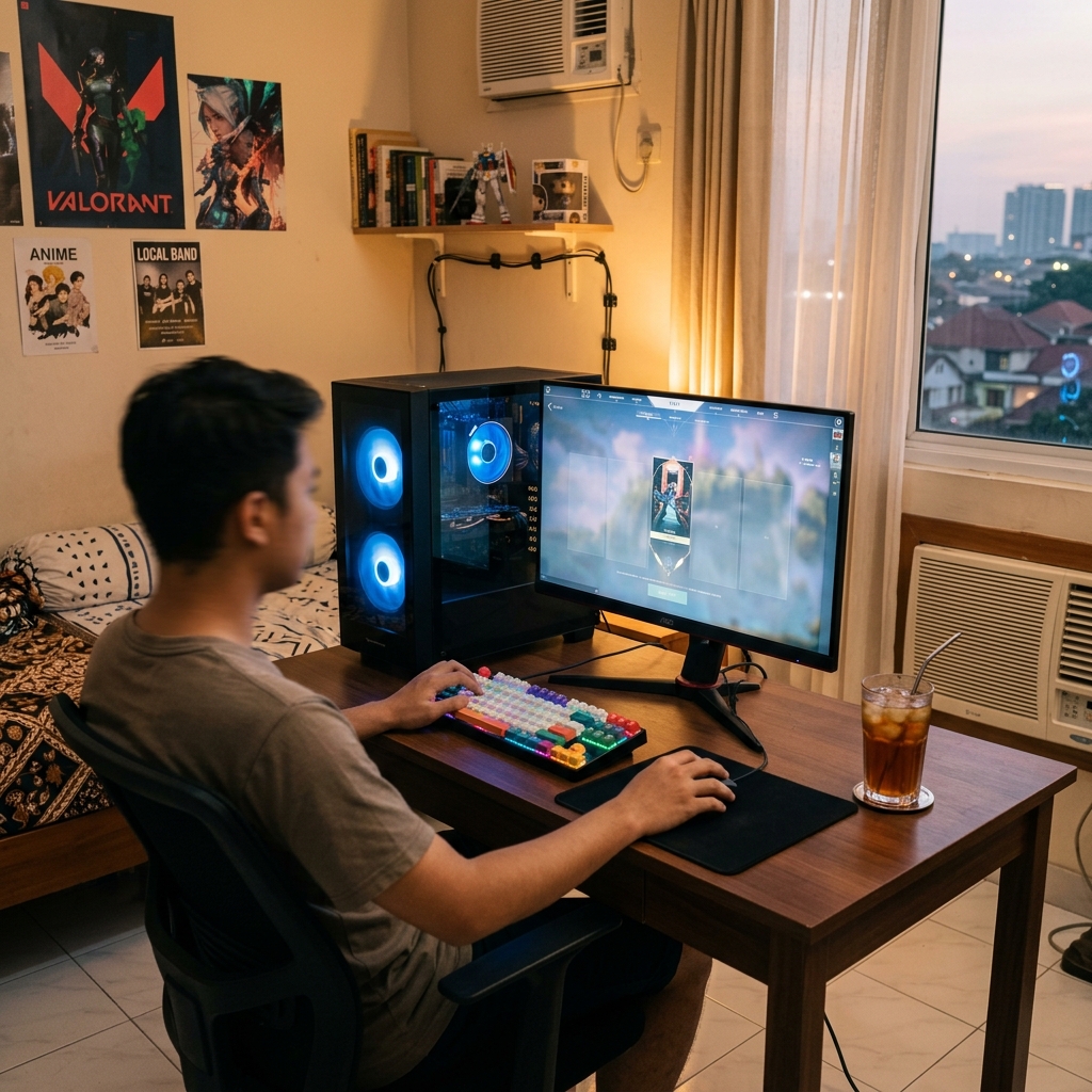 Setup PC Gaming Kere Hore Sederhana tapi Rapi di Kamar Kost 2026