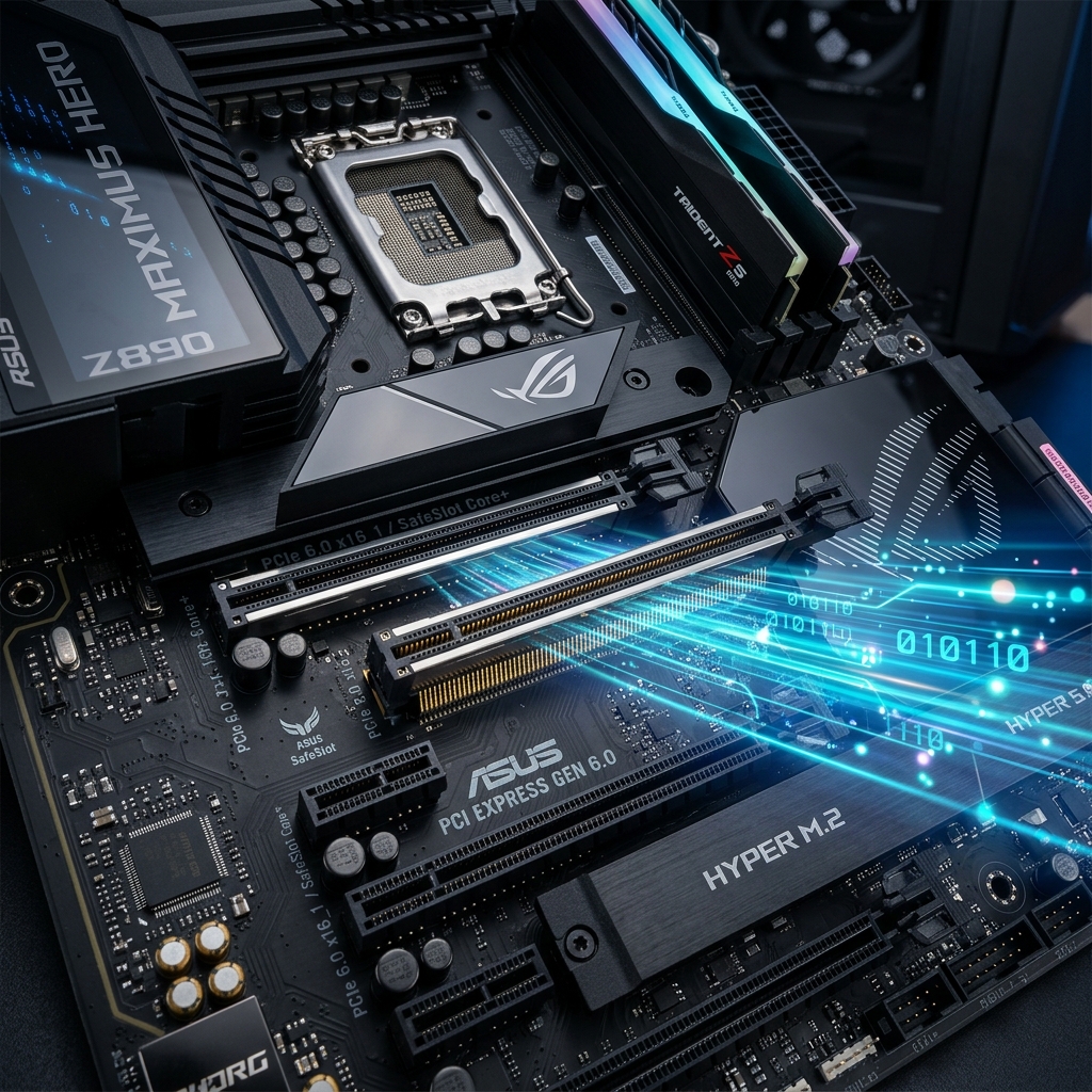 Detail Slot PCIe 6.0 pada Motherboard Enthusiast High-End 2026