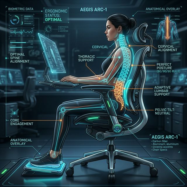 Diagram Postur 3D X-Ray Kesehatan Tulang Punggung pada Pengguna Kursi Ergonomis