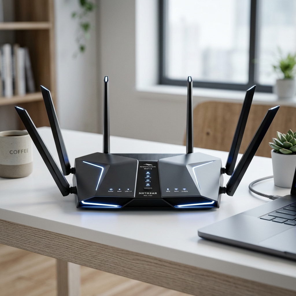 High-End WiFi 8 Router dengan Antena Futuristik 2026