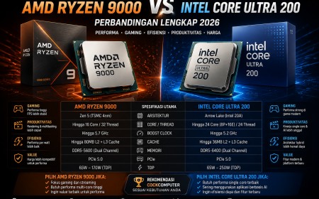 AMD Ryzen 9000 vs Intel Core Ultra 200 (2026): Perbandingan Lengkap