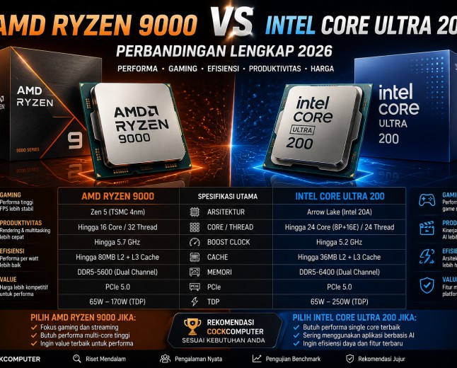AMD Ryzen 9000 vs Intel Core Ultra 200 (2026): Perbandingan Lengkap